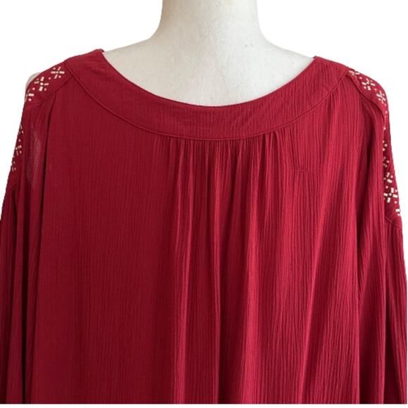 Knox Rose Dress Long Sleeve Cold Shoulder Red Gold Silver Embellished Boho Small - Picture 6 of 12
